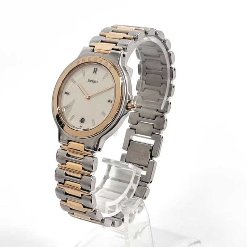 【日本直送 中古美品】セイコー SEIKO 腕時計 5E39-6A10 プレサージュ ステンレススチール シルバー クオーツ