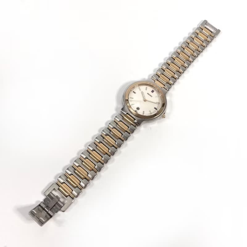 【日本直送 中古美品】セイコー SEIKO 腕時計 5E39-6A10 プレサージュ ステンレススチール シルバー クオーツ