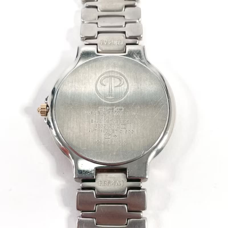 【日本直送 中古美品】セイコー SEIKO 腕時計 5E39-6A10 プレサージュ ステンレススチール シルバー クオーツ