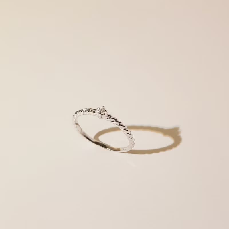 鑽石戒指 單鑽白K金色/線戒 尾戒 鑽戒 925銀 克拉 輕奢 輕珠寶