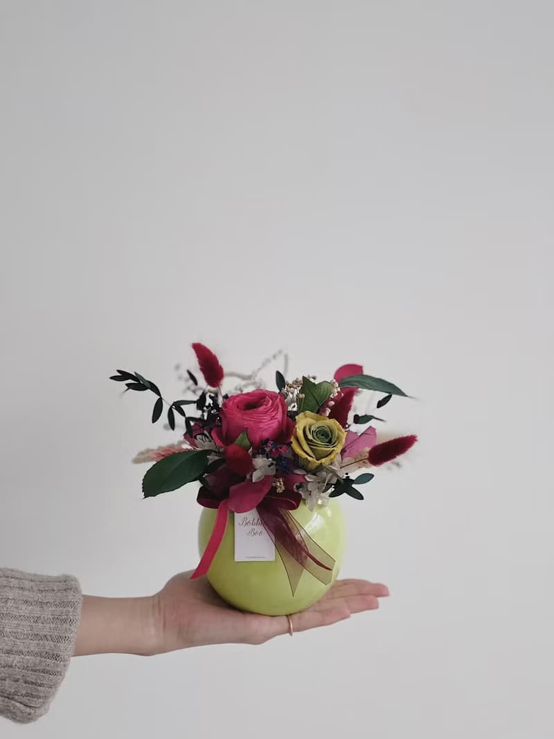 【永生玫瑰花盆花】• 情人節禮物/生日禮物/永生花/永生玫瑰花