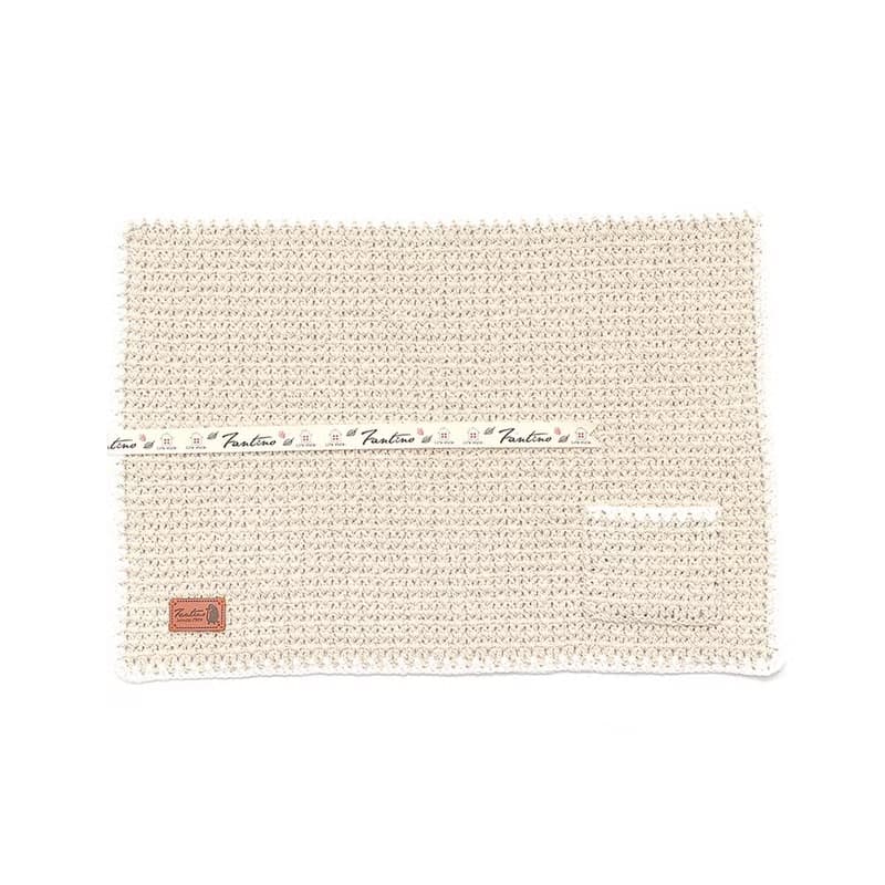 職人手作針織編織餐墊/餐具收納袋/生日禮/環保(不含餐具)-米白色/交換禮物
