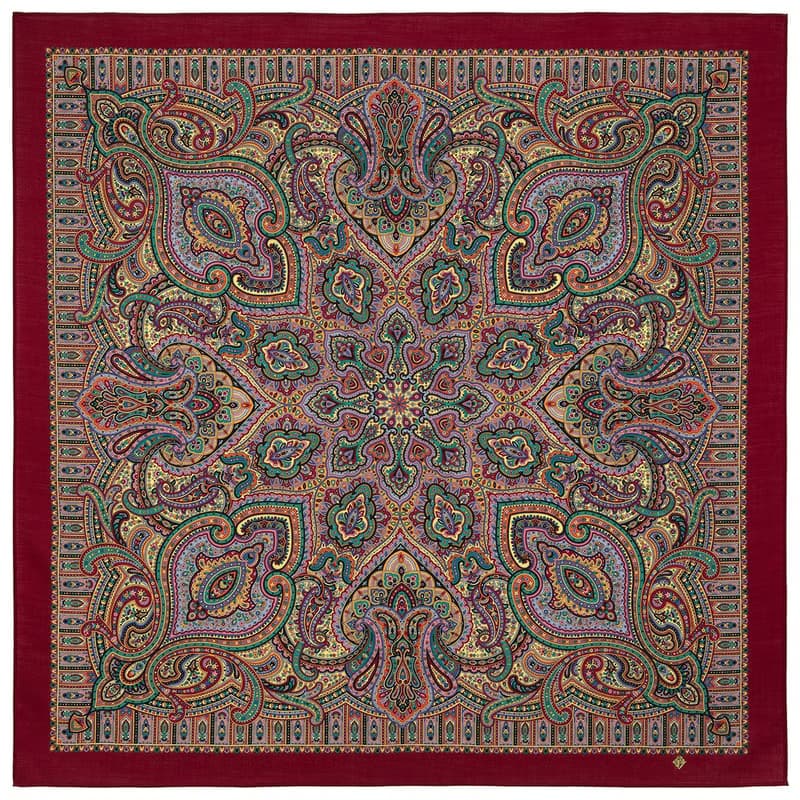 Original Pavlovo Posad Russian Shawl 100% Wool Woolen Scarf 125x125 cm 2044-6 N