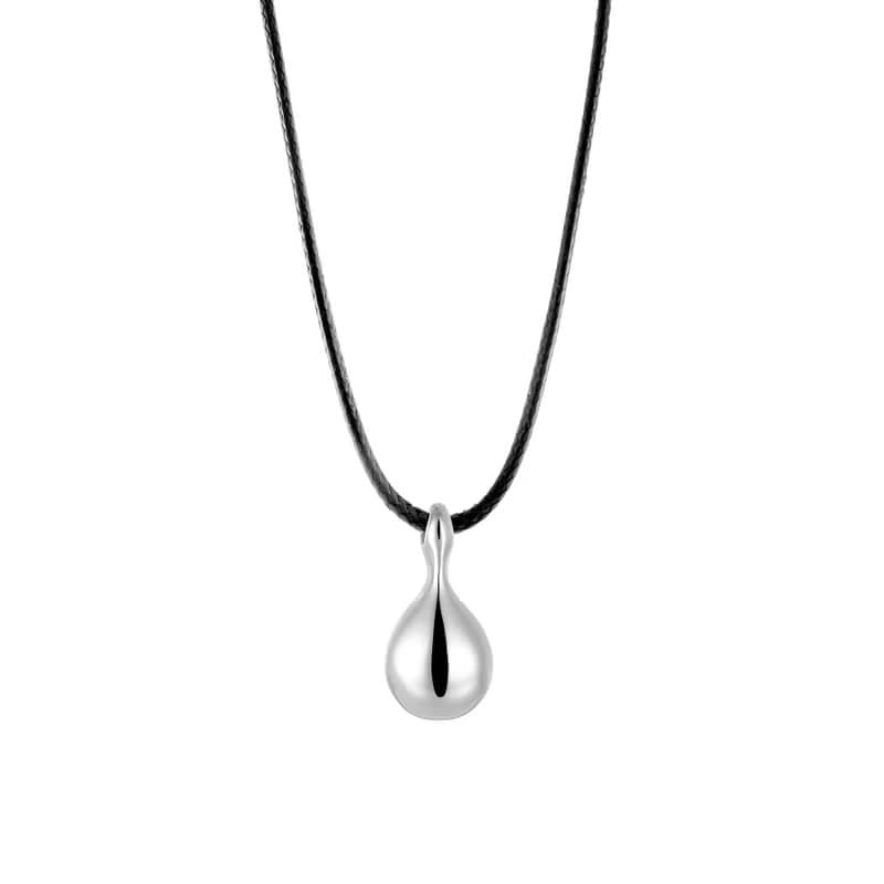 Dewdrop Necklace 露珠純銀項鍊 (配黑繩) 水滴造型純銀墜子設計