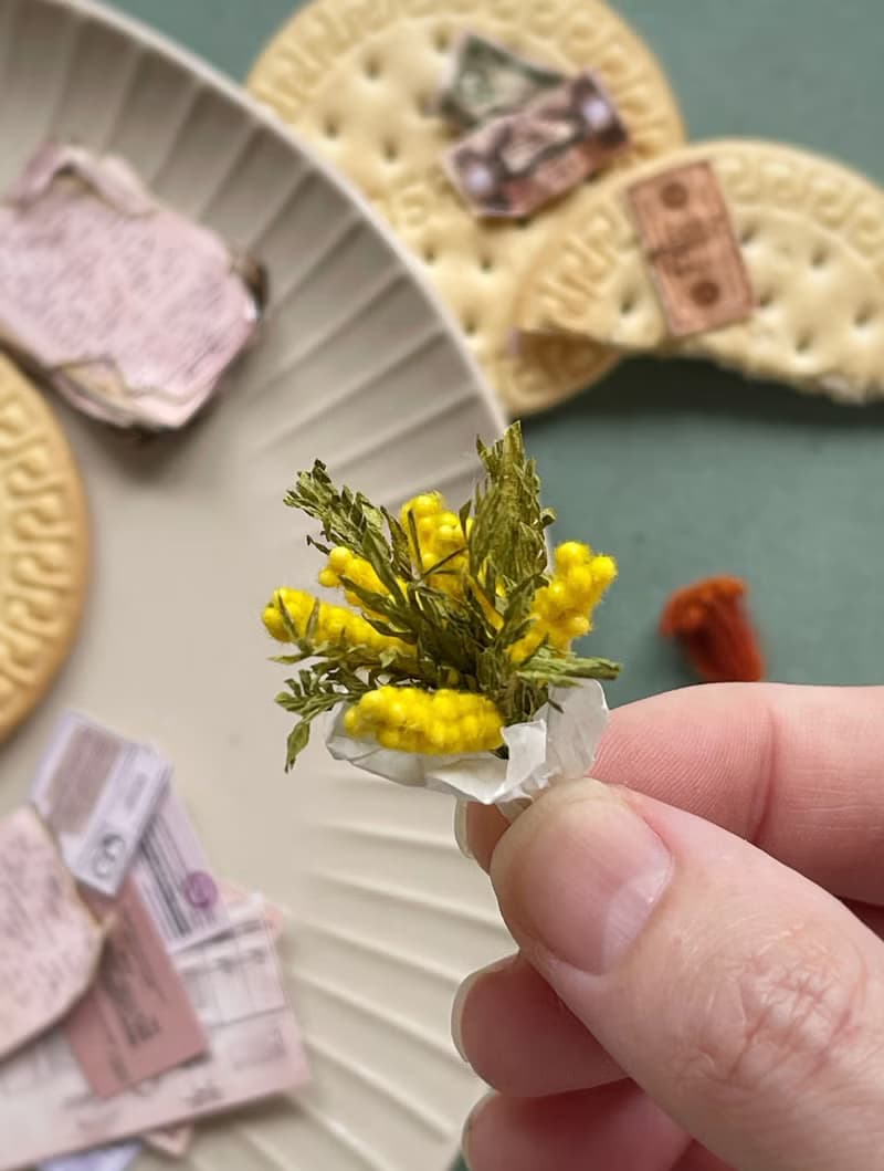 Miniature bouquet of mimosa