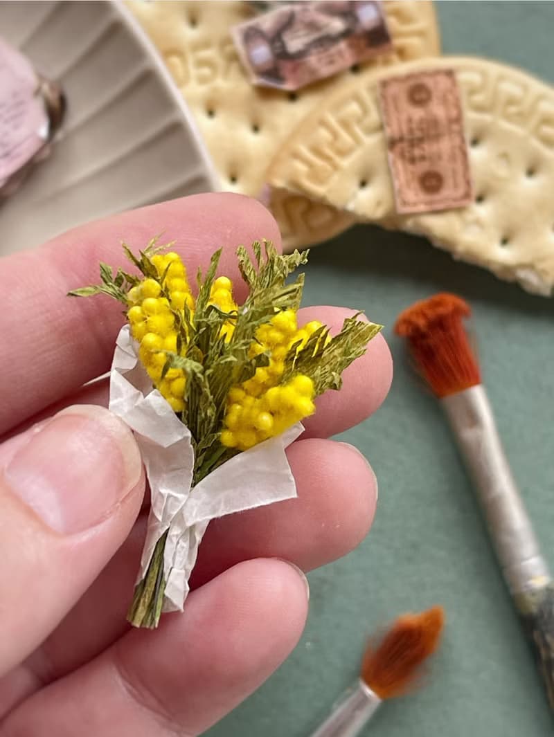 Miniature bouquet of mimosa