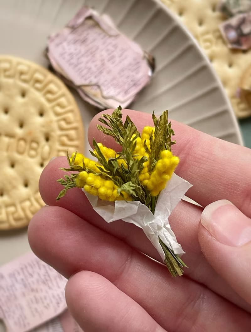 Miniature bouquet of mimosa