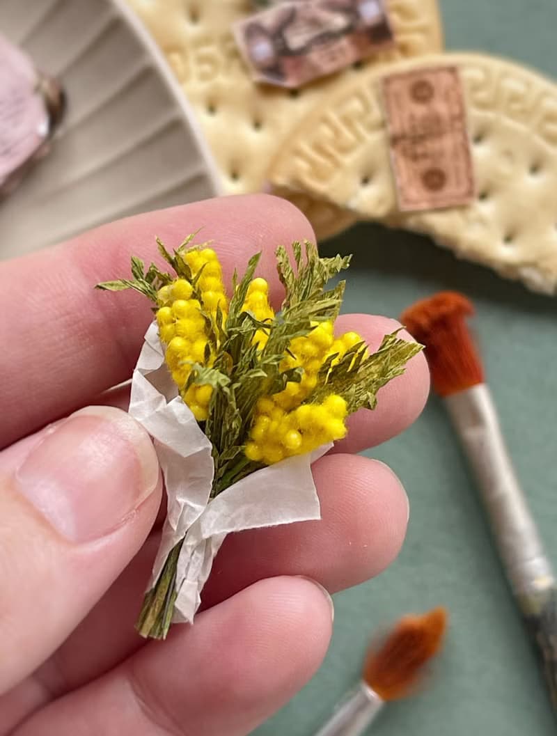 Miniature bouquet of mimosa