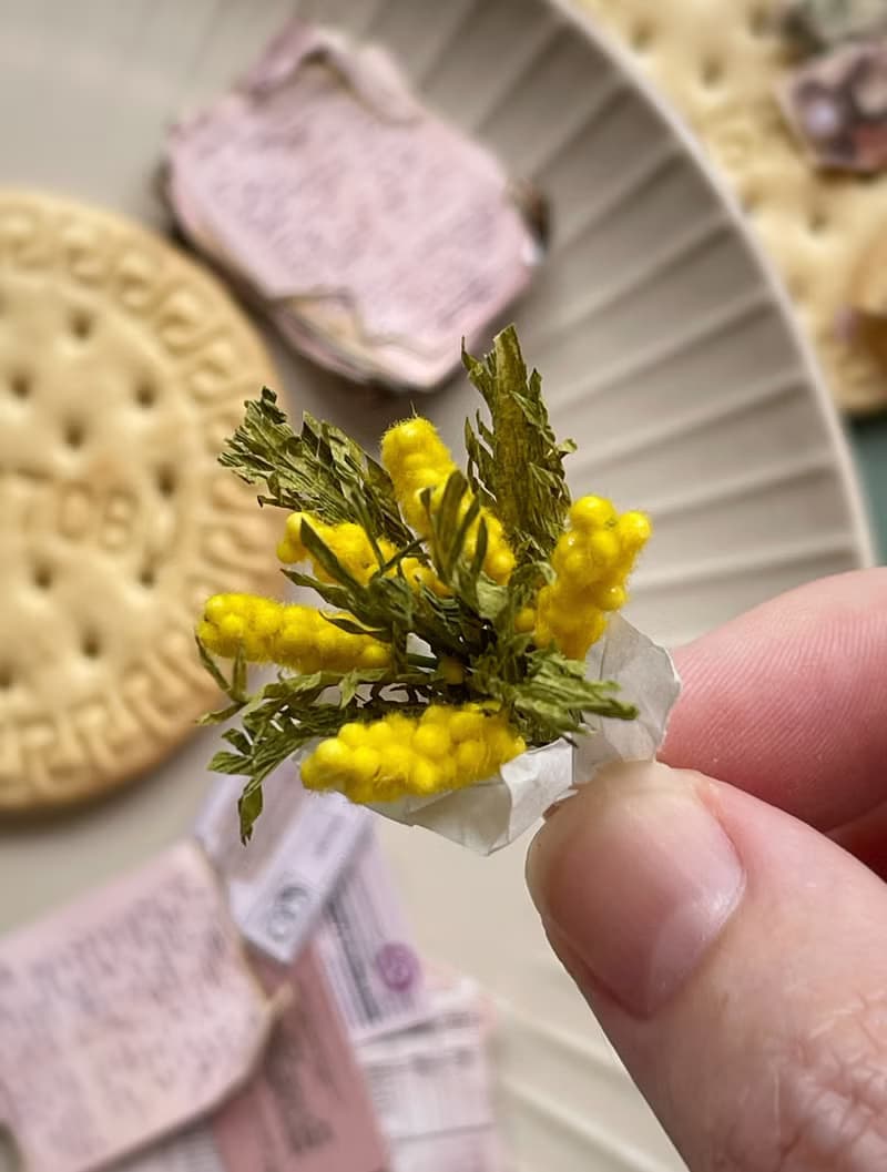 Miniature bouquet of mimosa