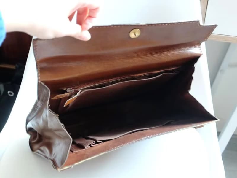 法國復古啡色小牛皮手提袋