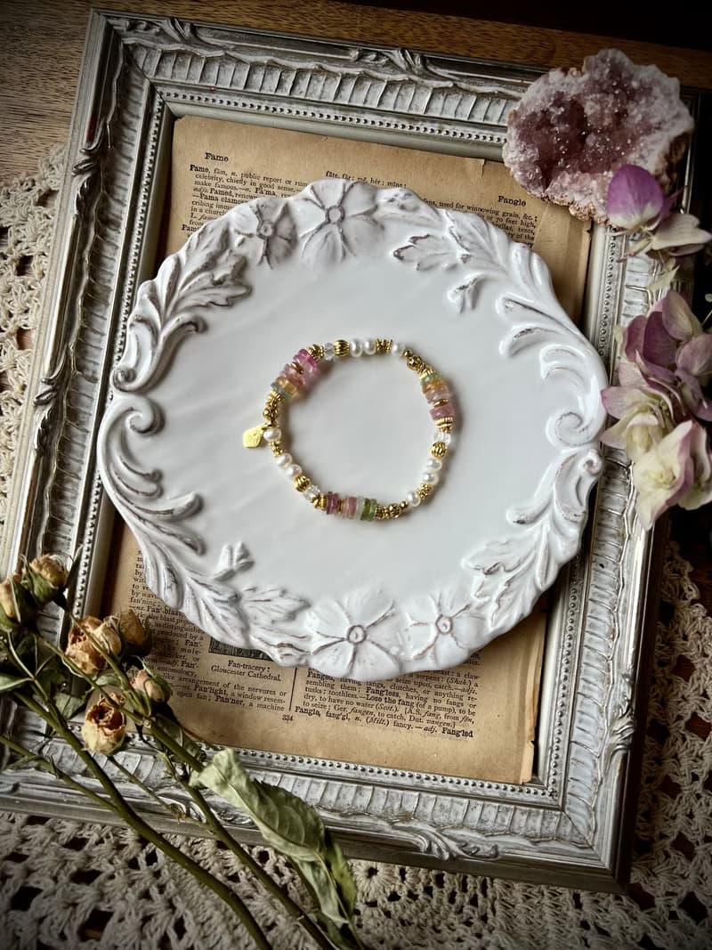 -皇室茶會-天然水晶手鏈/黃銅手鍊