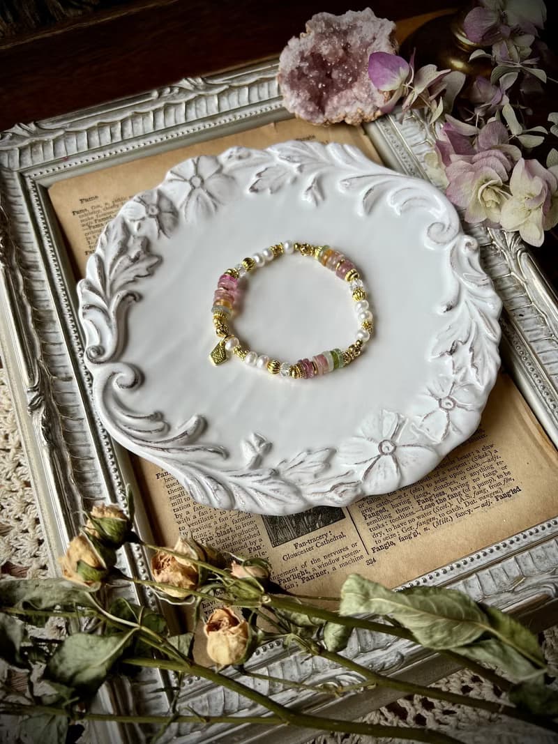 -皇室茶會-天然水晶手鏈/黃銅手鍊