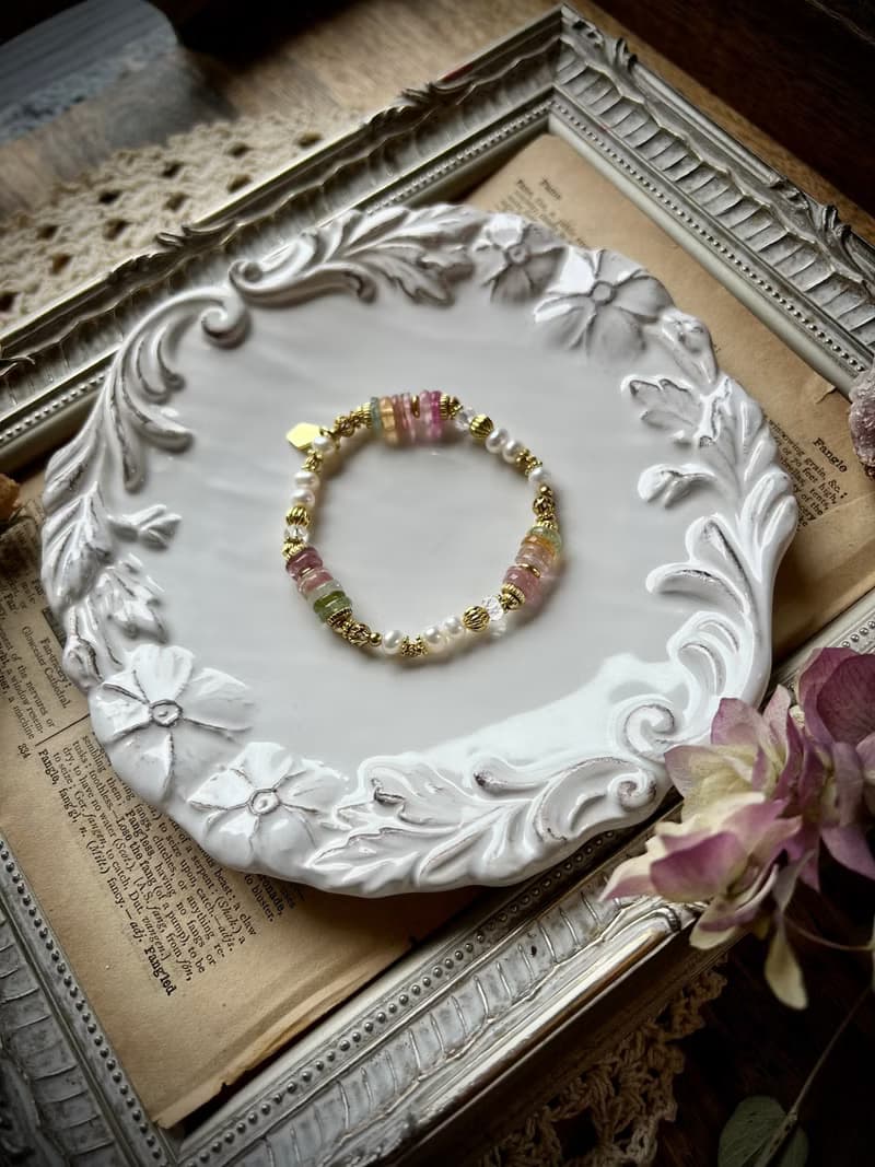 -皇室茶會-天然水晶手鏈/黃銅手鍊