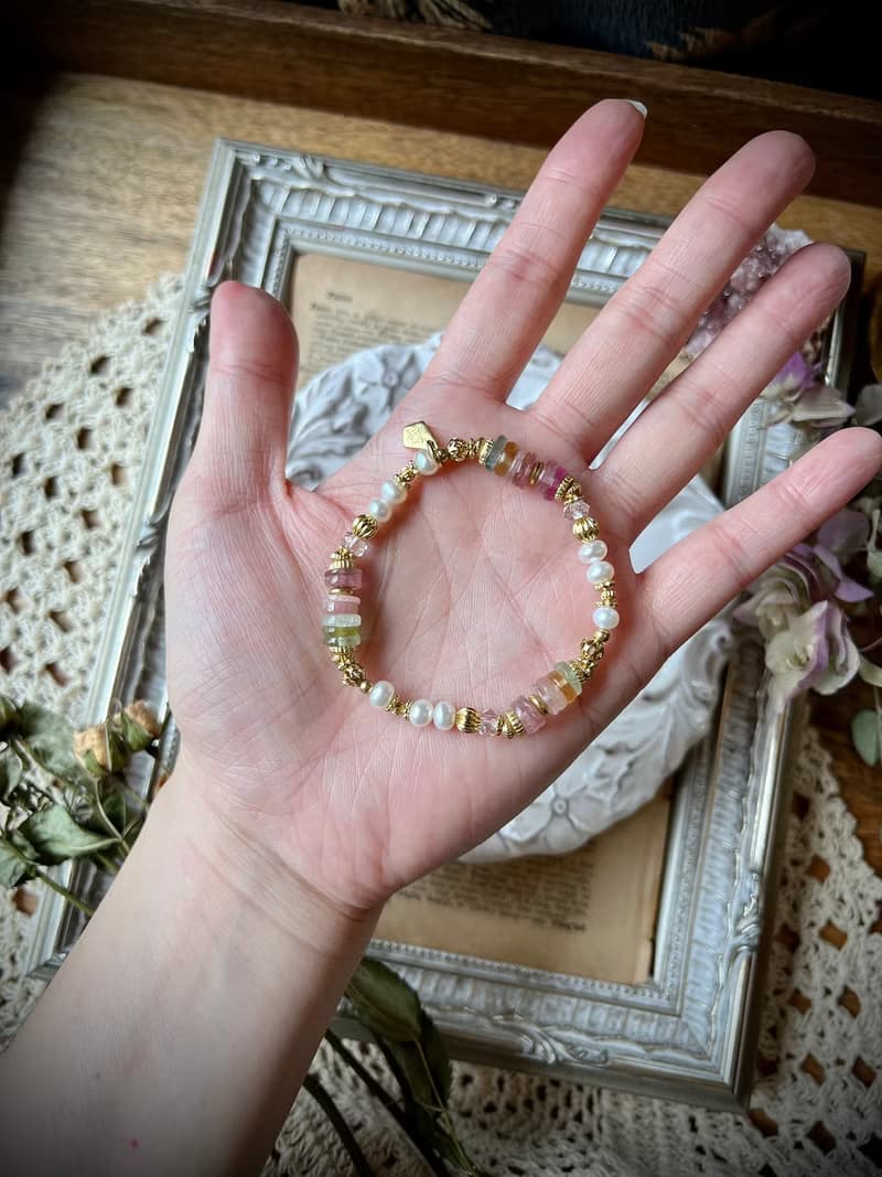 -皇室茶會-天然水晶手鏈/黃銅手鍊