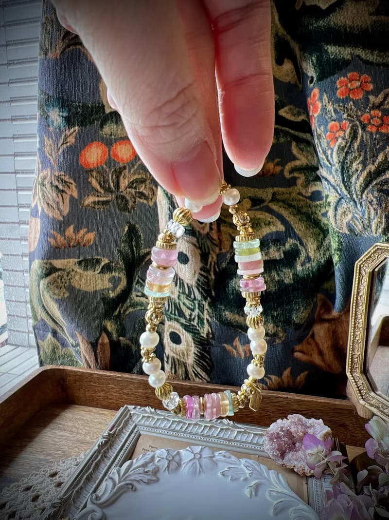 -皇室茶會-天然水晶手鏈/黃銅手鍊