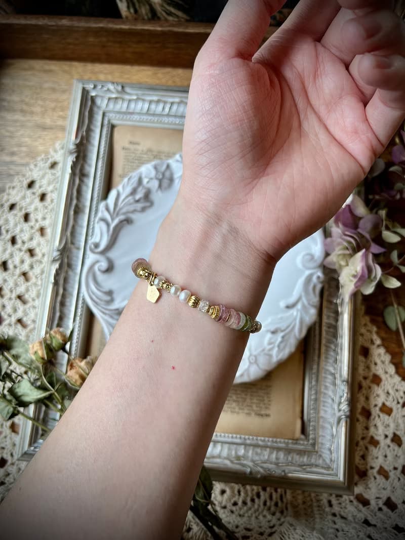 -皇室茶會-天然水晶手鏈/黃銅手鍊