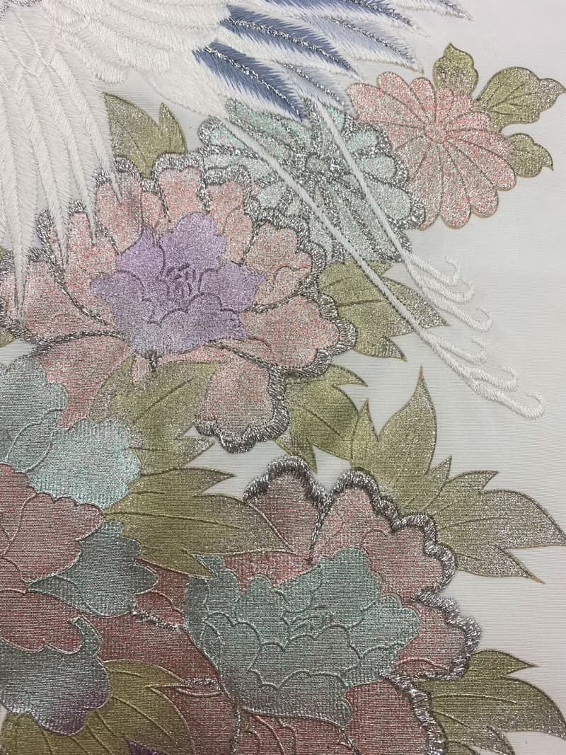 きものアート51  鶴　着物　和モダンインテリア　縁起物　長寿祝い　 made in japan