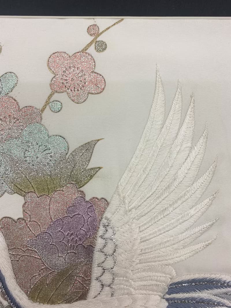 きものアート51  鶴　着物　和モダンインテリア　縁起物　長寿祝い　 made in japan