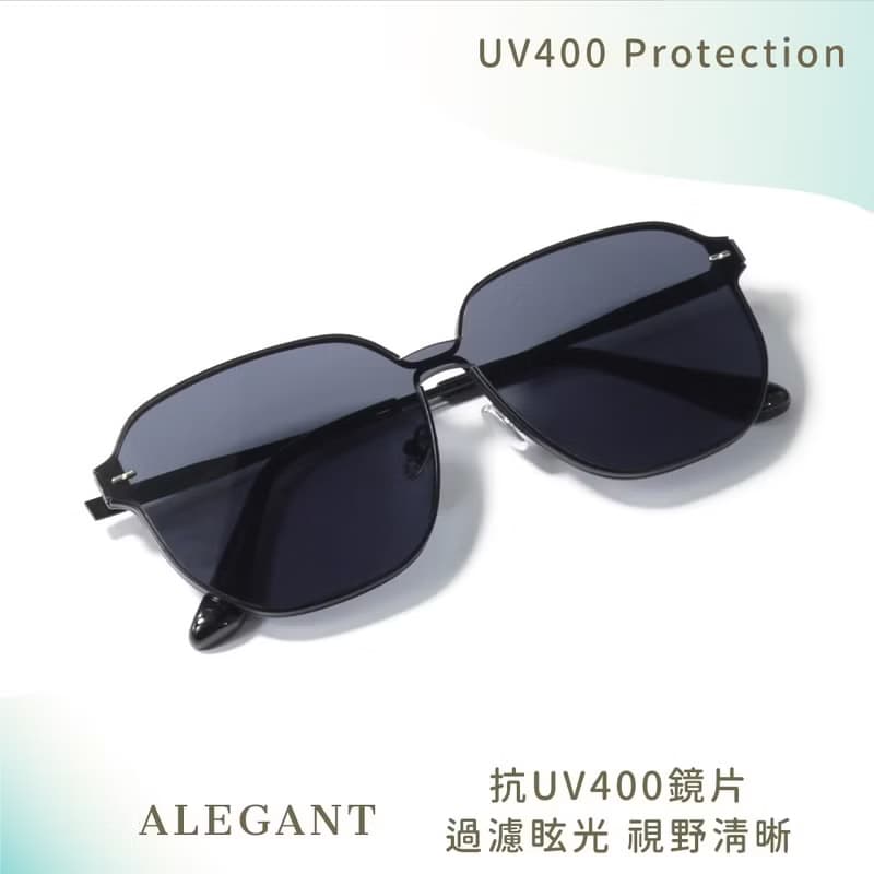 質感風格幾何金屬設計墨鏡│UV400太陽眼鏡│岩墨黑│砂岩棕