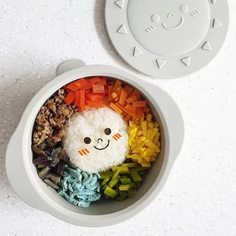 韓國【Mother's Corn】小太陽矽膠餐碗(天空灰)