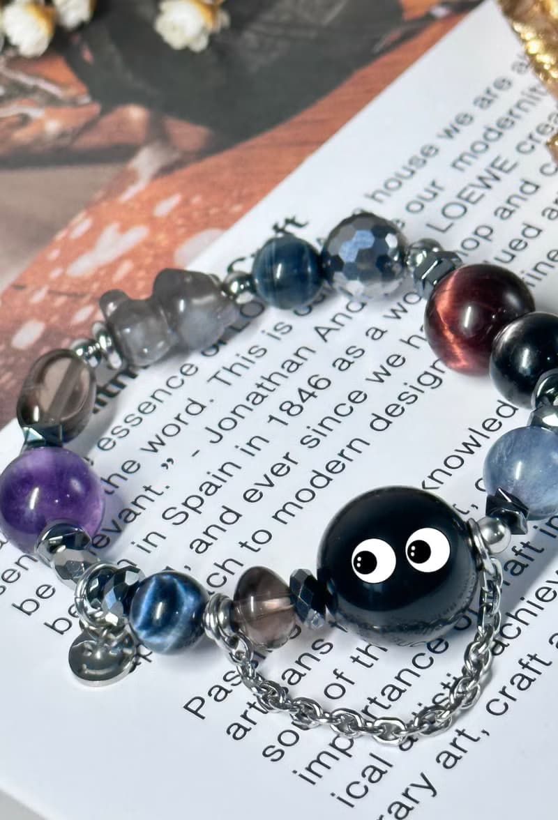 彩虹光影水晶設計手鍊 - 太陽骨幹熊熊、彩曜石、金運石