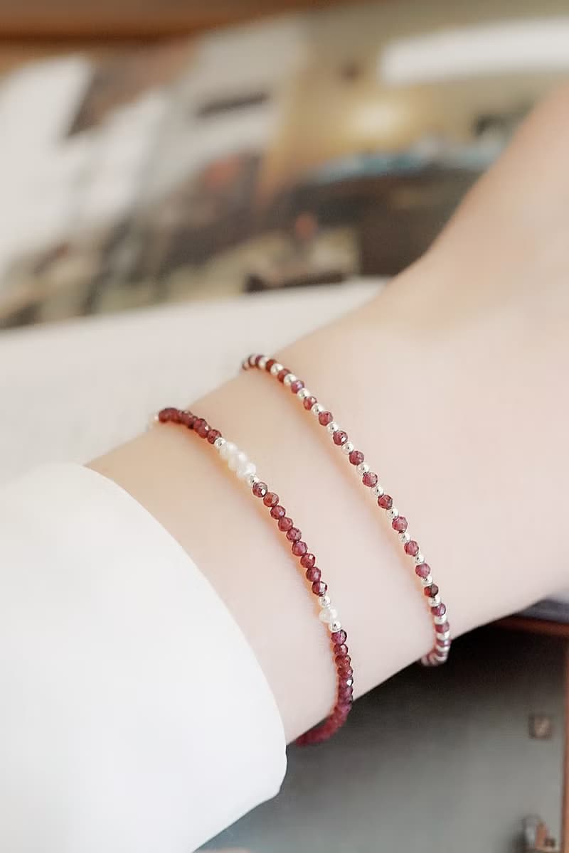 紅石榴石圓舞曲純銀手鍊 | 水晶珍珠 女生手鏈 新年禮物 情人節禮