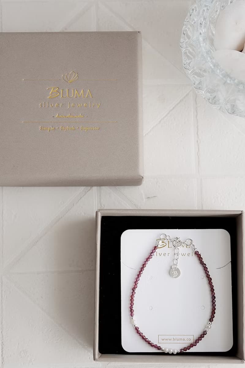 紅石榴石圓舞曲純銀手鍊 | 水晶珍珠 女生手鏈 新年禮物 情人節禮