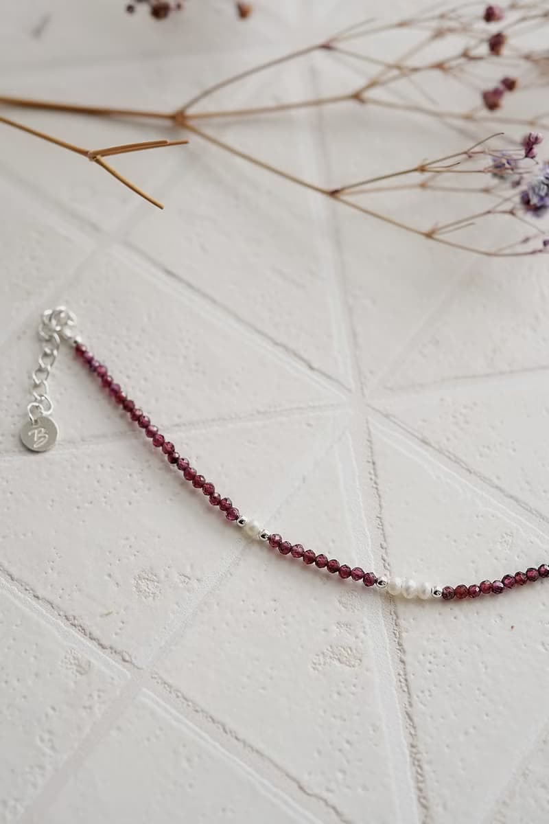 紅石榴石圓舞曲純銀手鍊 | 水晶珍珠 女生手鏈 新年禮物 情人節禮