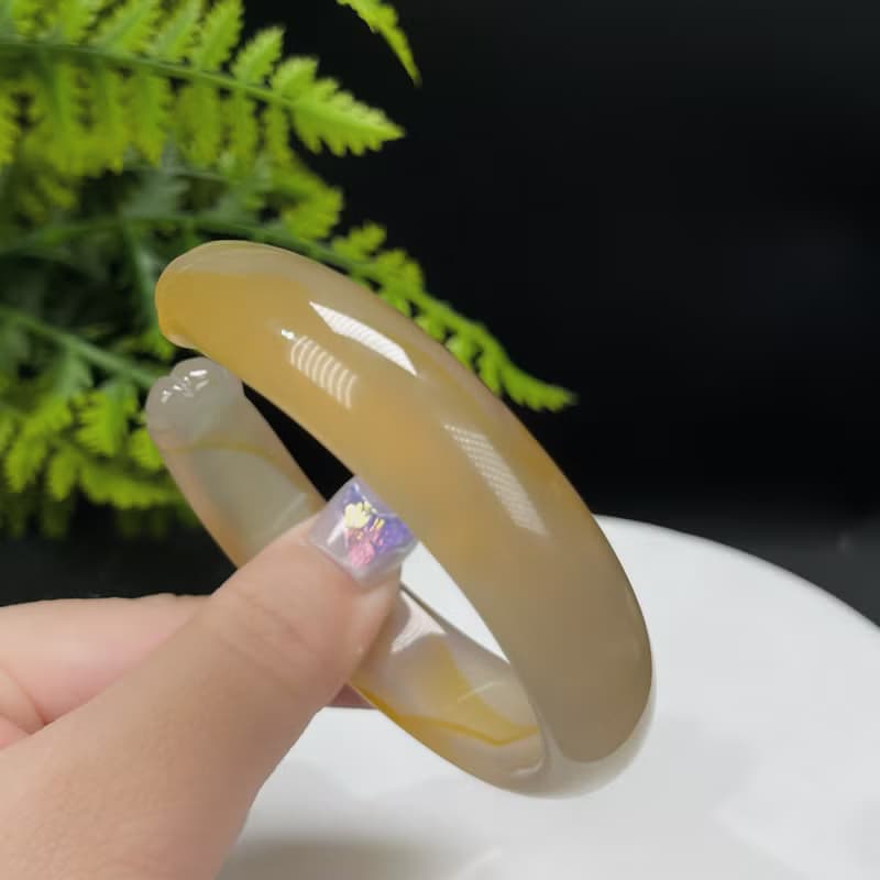 精品精選 開口貓爪瑪瑙手镯 63MM 冰潤起光飄花香槟金 財富繁榮