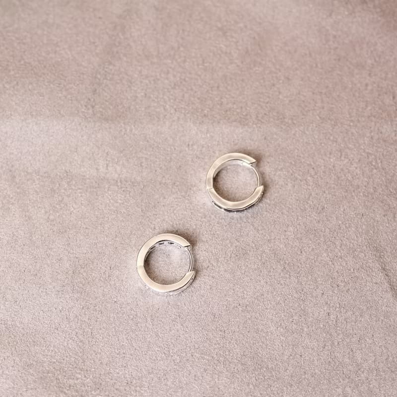 【SWS飾品】黑鋯石純銀圈圈耳環。純銀耳環 易扣耳環耳扣