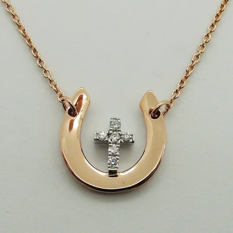 【Moriarty Jewelry】- 神聖馬蹄鐵 U型 - 14K 玫瑰金  小鑽項鍊