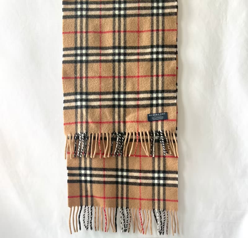 Burberry Scarf經典啡色格紋流蘇頸巾 全羊毛 日本中古Vintage