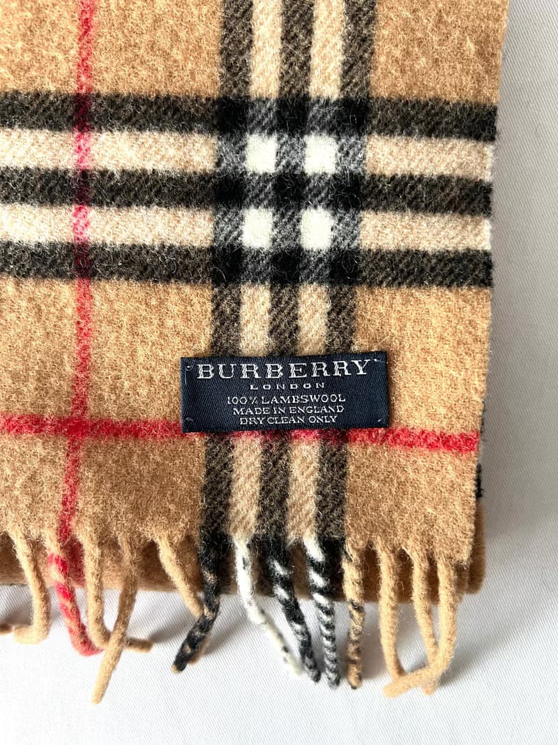 Burberry Scarf經典啡色格紋流蘇頸巾 全羊毛 日本中古Vintage