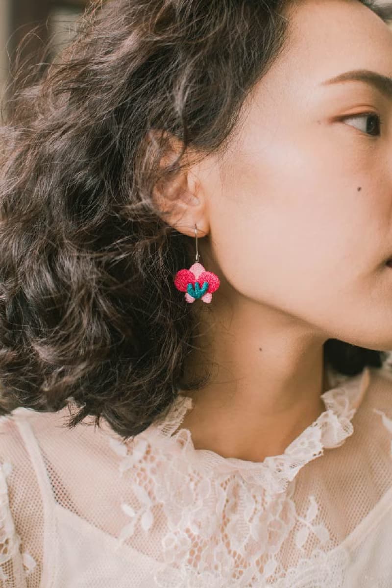刺繡耳飾 - Orchid 蘭