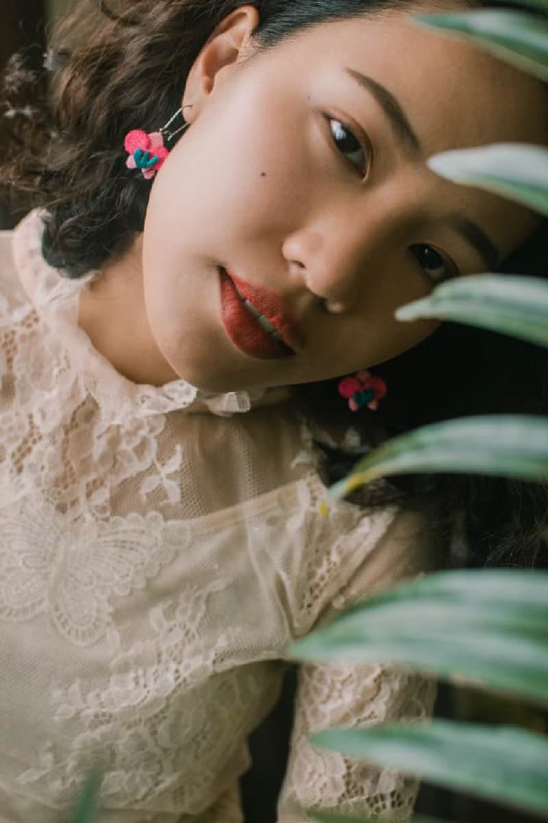 刺繡耳飾 - Orchid 蘭