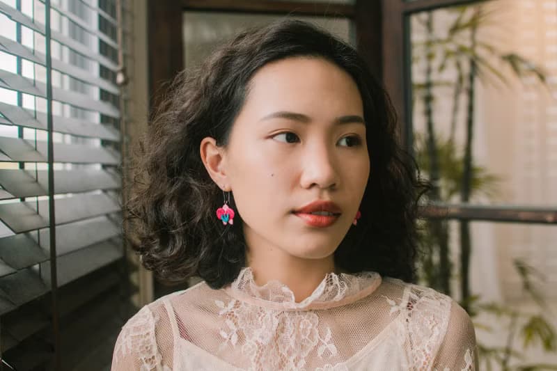 刺繡耳飾 - Orchid 蘭