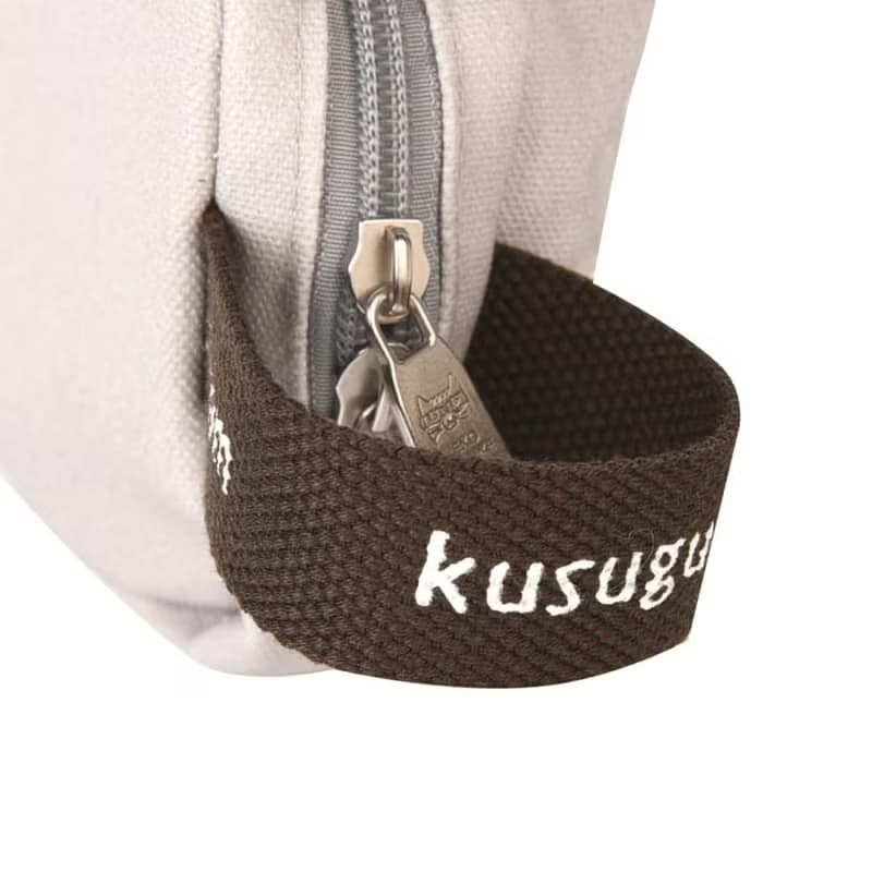 Kusuguru Japan 化妝包/小物包 狂歡眼鏡貓 雙拉鍊扣環零錢包-灰