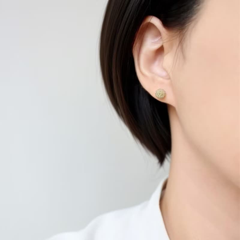 串珠耳飾_金平糖/橄欖綠/beading earrings