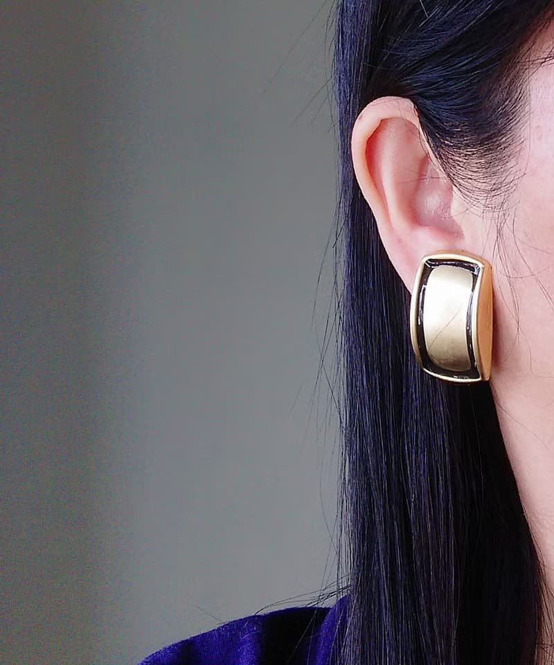 vintage jewelry  古董幾何造型夾式耳環