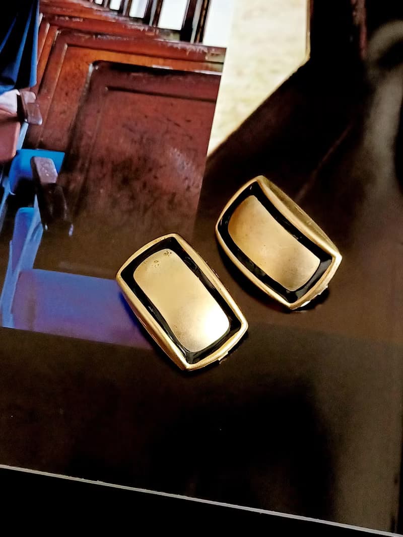 vintage jewelry  古董幾何造型夾式耳環