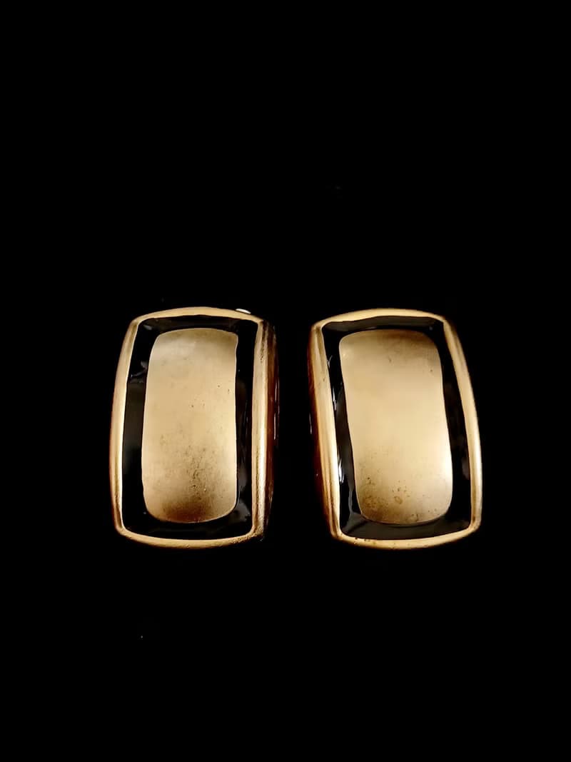 vintage jewelry  古董幾何造型夾式耳環