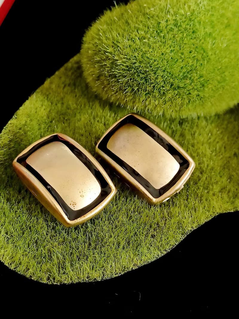 vintage jewelry  古董幾何造型夾式耳環