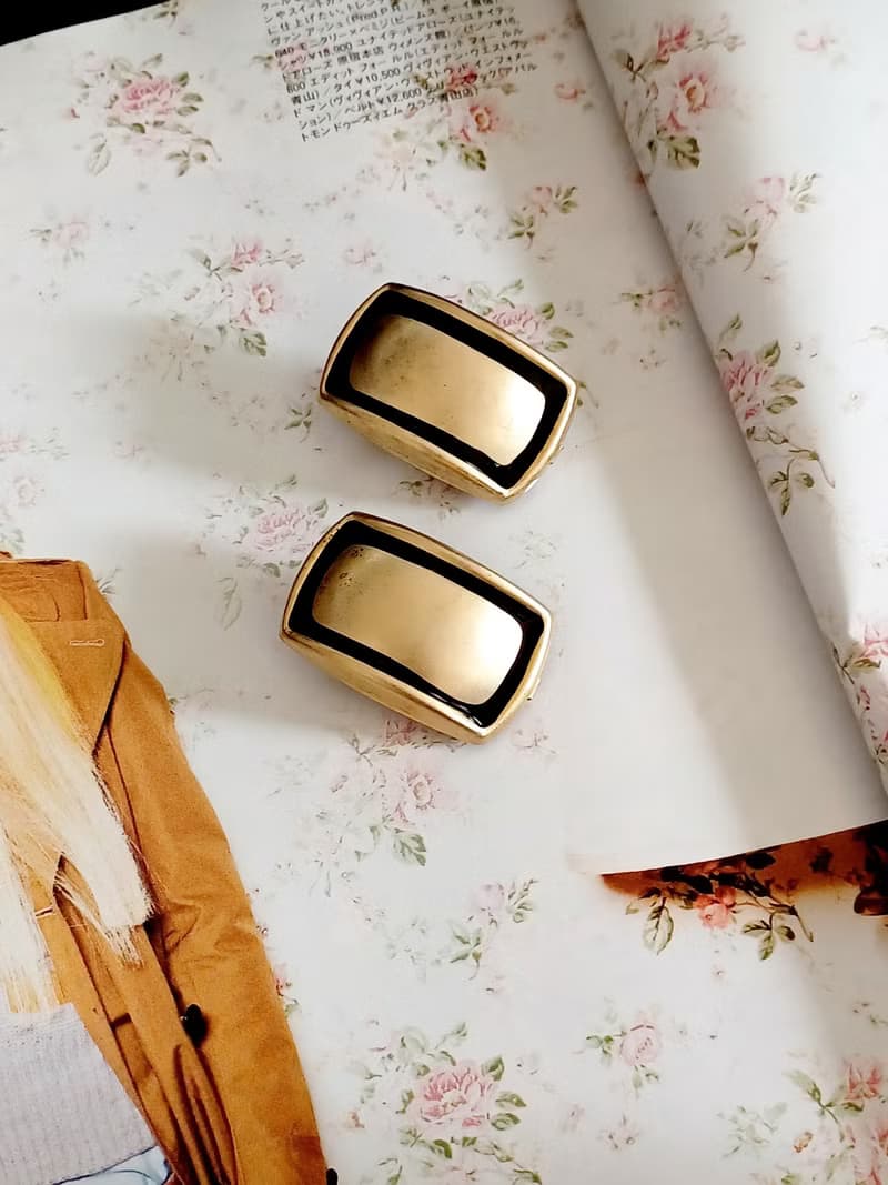 vintage jewelry  古董幾何造型夾式耳環