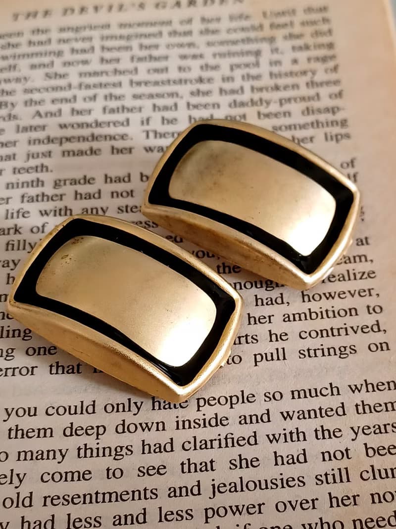 vintage jewelry  古董幾何造型夾式耳環