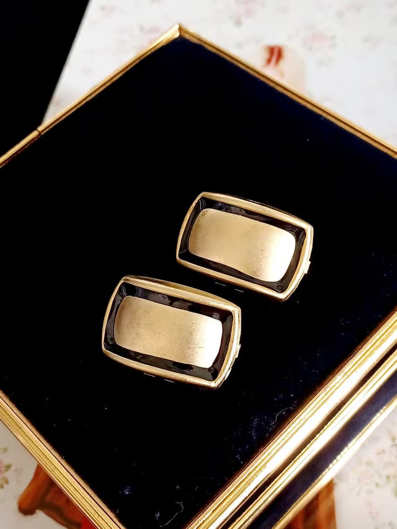 vintage jewelry  古董幾何造型夾式耳環
