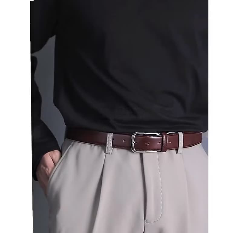 可裁剪【免費刻英文名】男士真皮腰帶 高檔商務皮帶 窄版牛皮褲帶