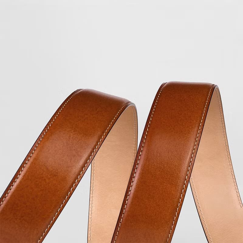 可裁剪【免費刻英文名】男士真皮腰帶 高檔商務皮帶 窄版牛皮褲帶