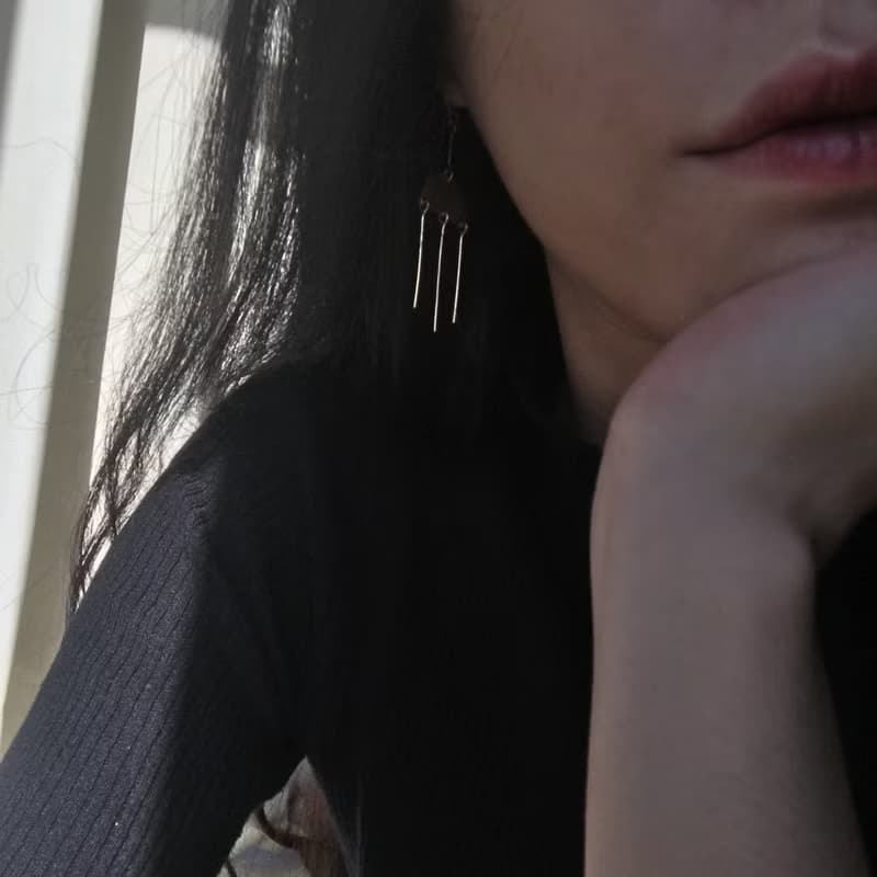 黃銅吊牌耳墜 /垂墜耳環