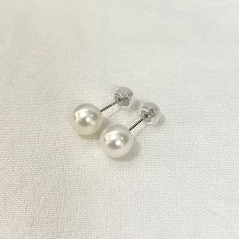 单粒珍珠耳钉 7-7.5/7.5-8/8-8.5/8.5-9毫米黑色Akoya珍珠