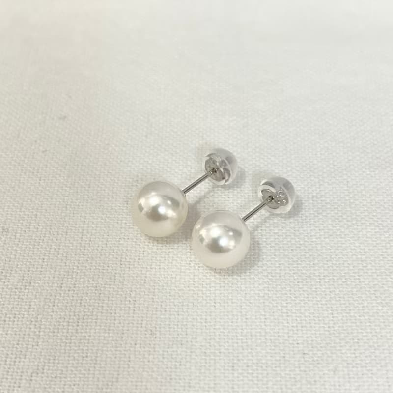 单粒珍珠耳钉 7-7.5/7.5-8/8-8.5/8.5-9毫米黑色Akoya珍珠